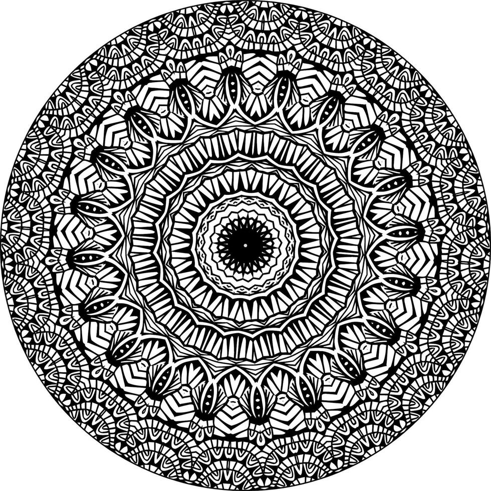 einfach kreisförmig Muster im bilden von Mandala zum Henna, mehndi, Tätowierung, Dekoration. dekorativ Ornament im ethnisch orientalisch Stil. Färbung Buch Buchseite. Kreis Vektor Clip Art Blumen- Blume orientalisch Muster