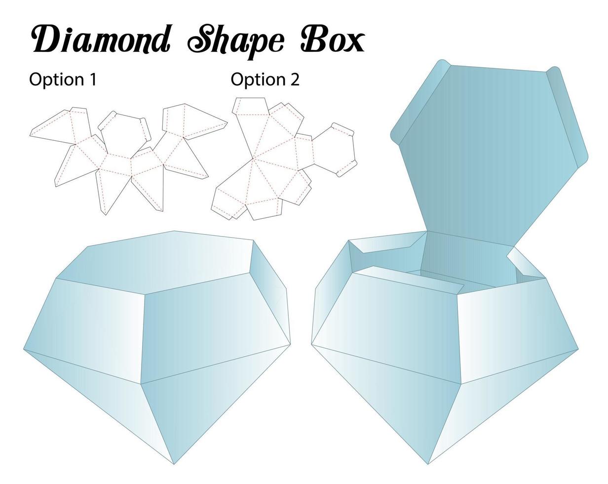 Diamantform Box Verpackung gestanzte Vorlage vektor