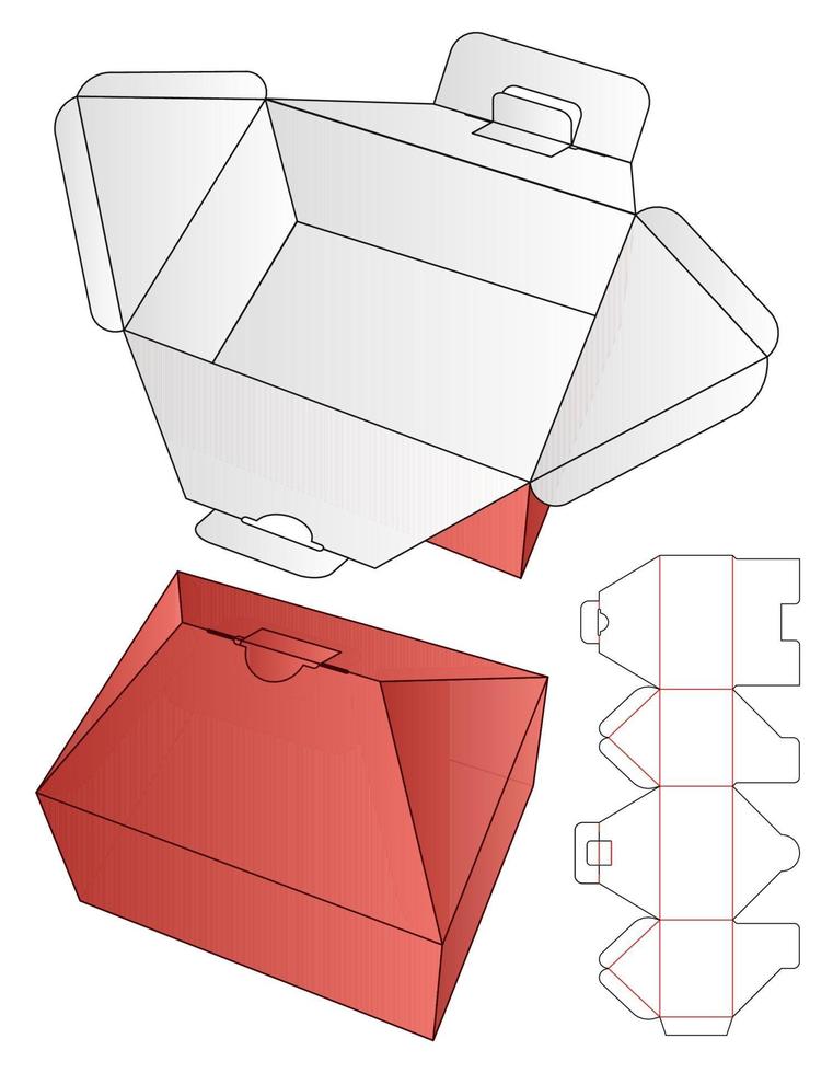 Box Verpackung gestanzte Vorlage Design. 3D-Modell vektor