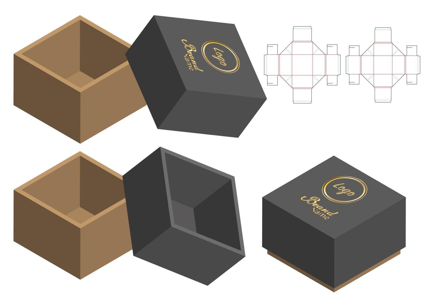 papperspåse förpackning stansad och 3d påse mockup vektor