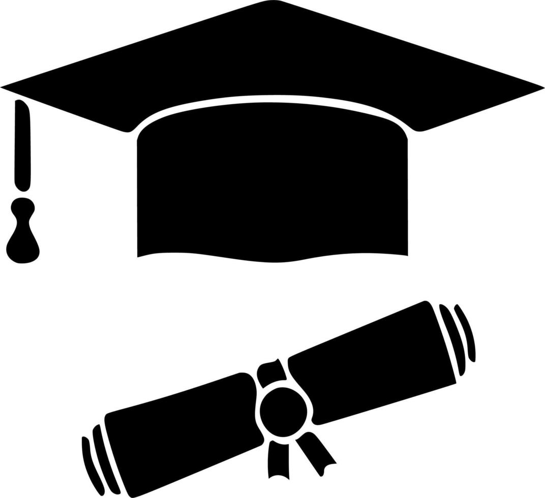 Vektor Silhouette von Diplom Hut auf Weiß Hintergrund