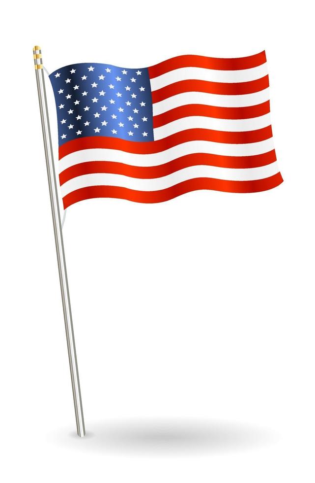 Amerikas förenta stater flagga på en vit bakgrund vektor