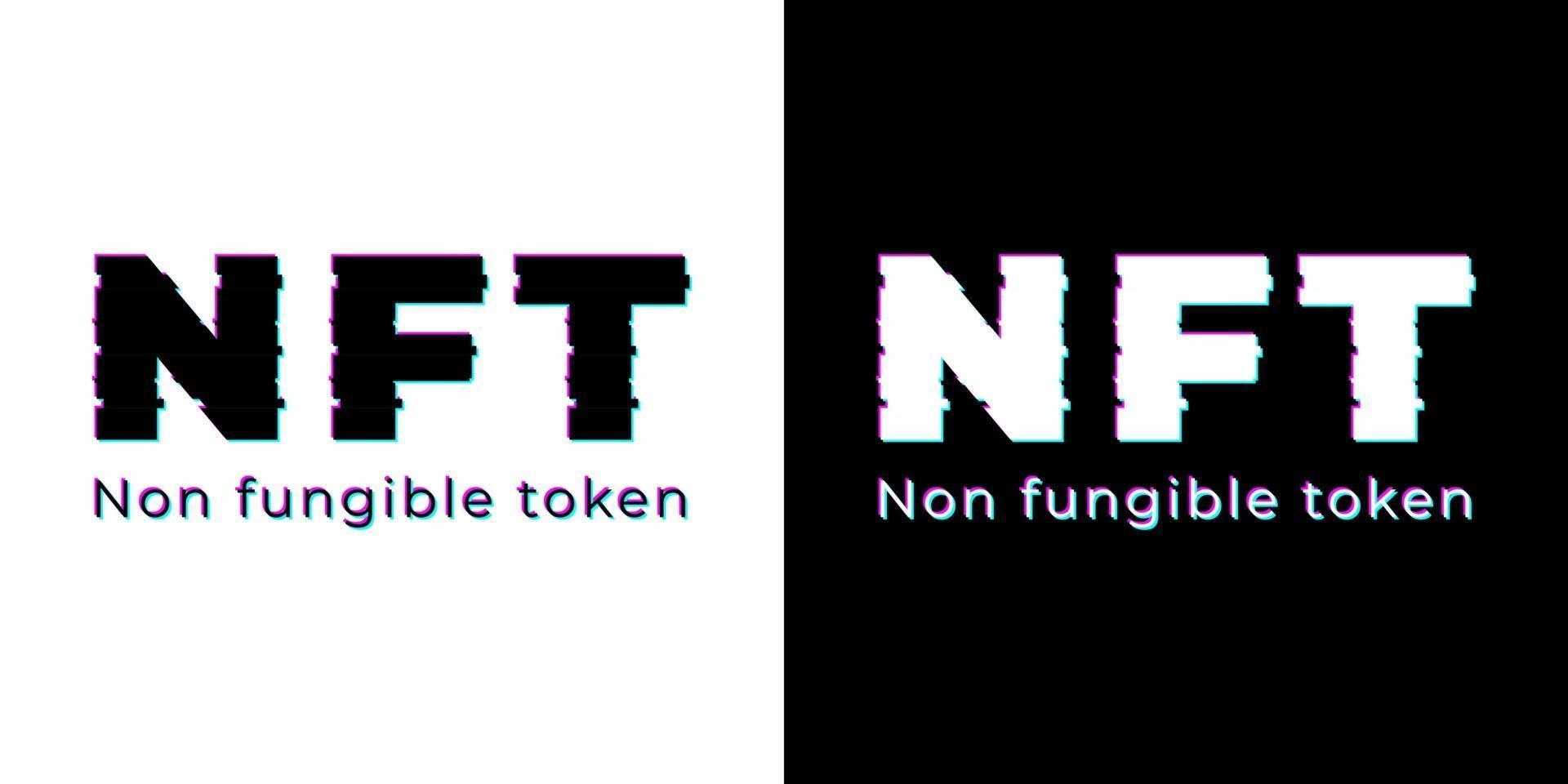 nft non-fungible token, nft text, nft logo, non-fungible token vector poster, ny digital valuta, digital konsttransaktion, illustration bakgrund