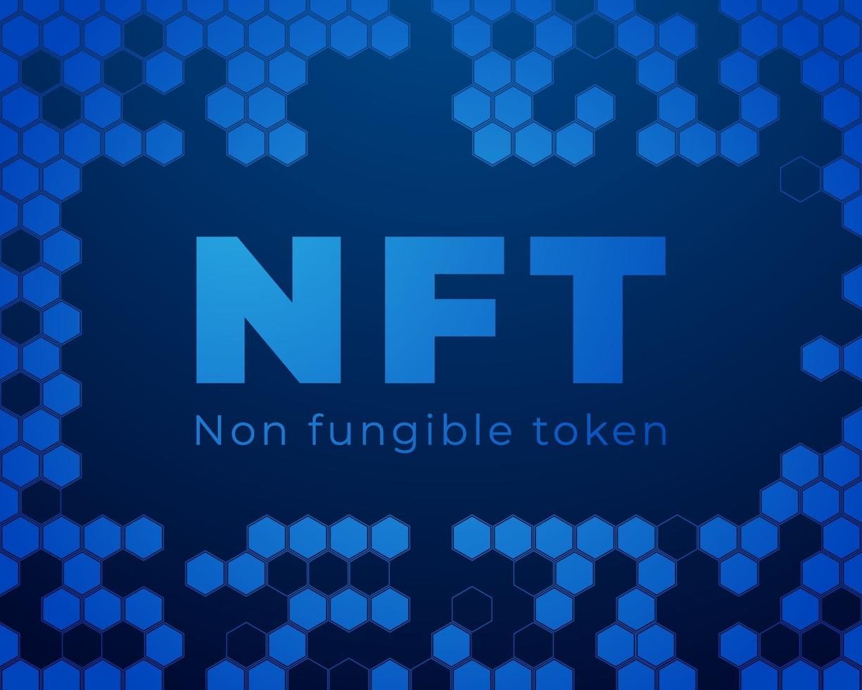 nft nicht fungibler Token, nft Text, nft Logo, nicht fungibler Token-Vektorplakat, neue digitale Währung, digitale Kunsttransaktion, Illustrationshintergrund vektor