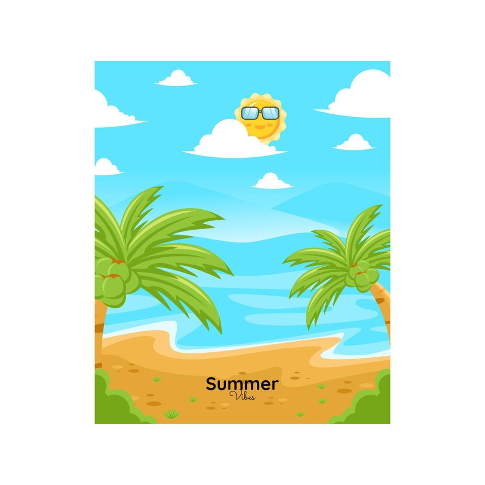 sommar tid konstverk strand vektor illustration design