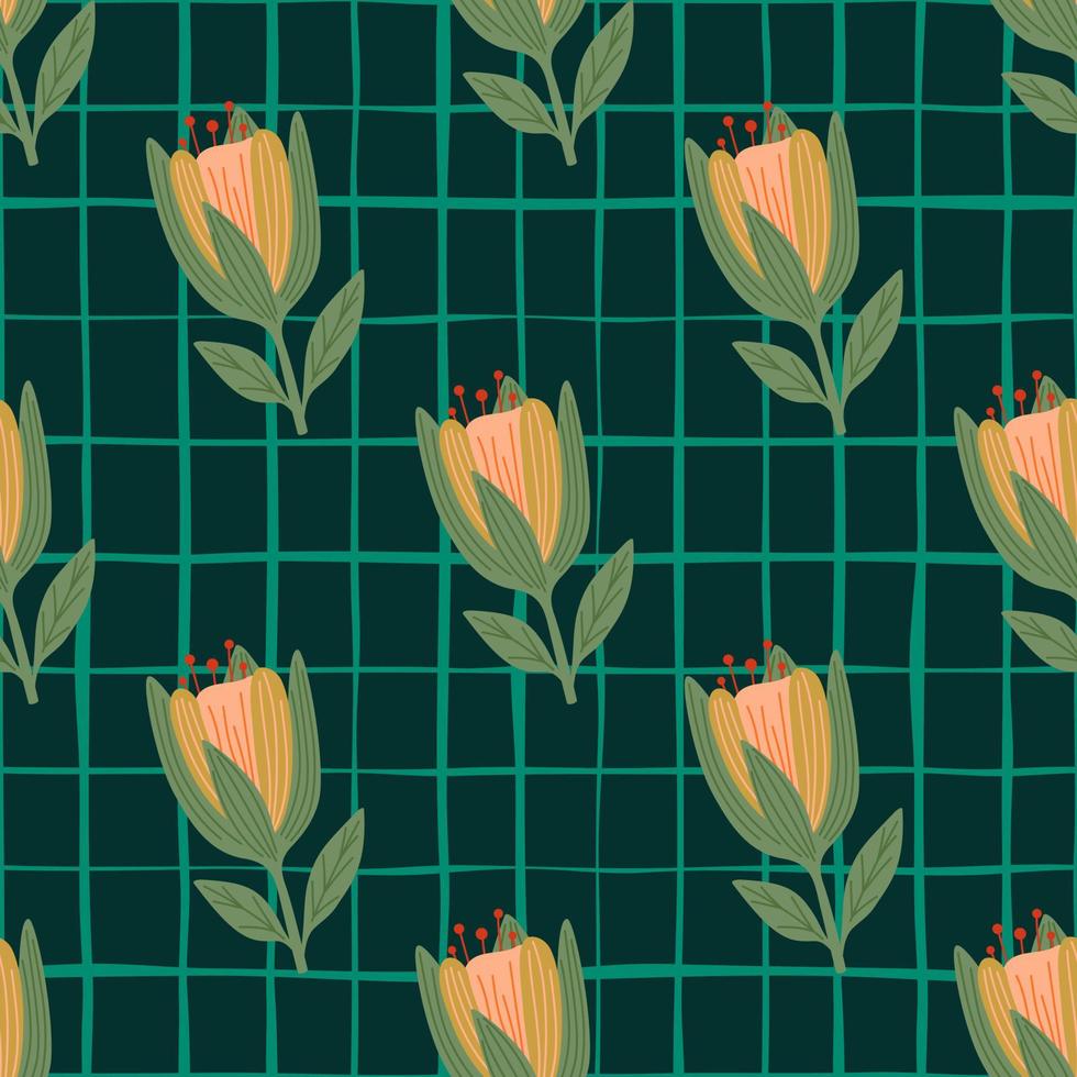 süß Tulpe Blume nahtlos Muster. Wildblume botanisch Design. dekorativ Blumen- Ornament Hintergrund. vektor
