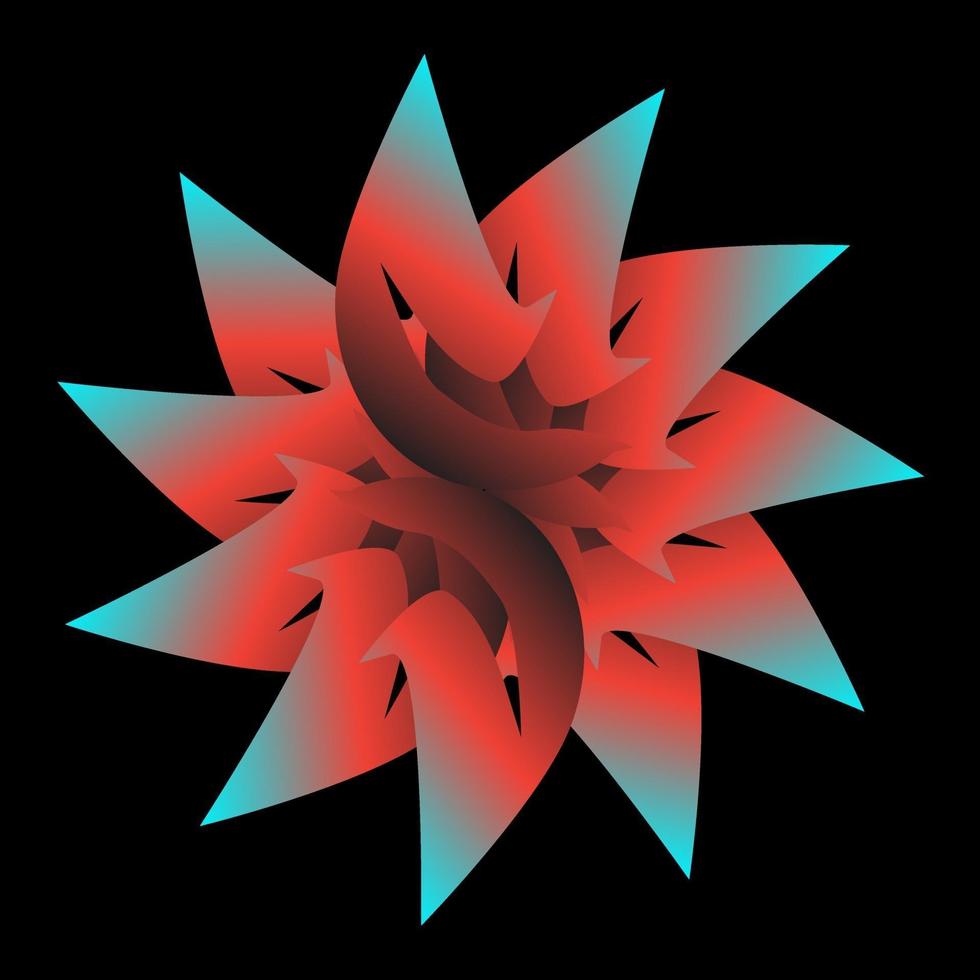 Kunst der abstrakten Sternverzierung, die in Rot und Blau eingewickelt wird vektor