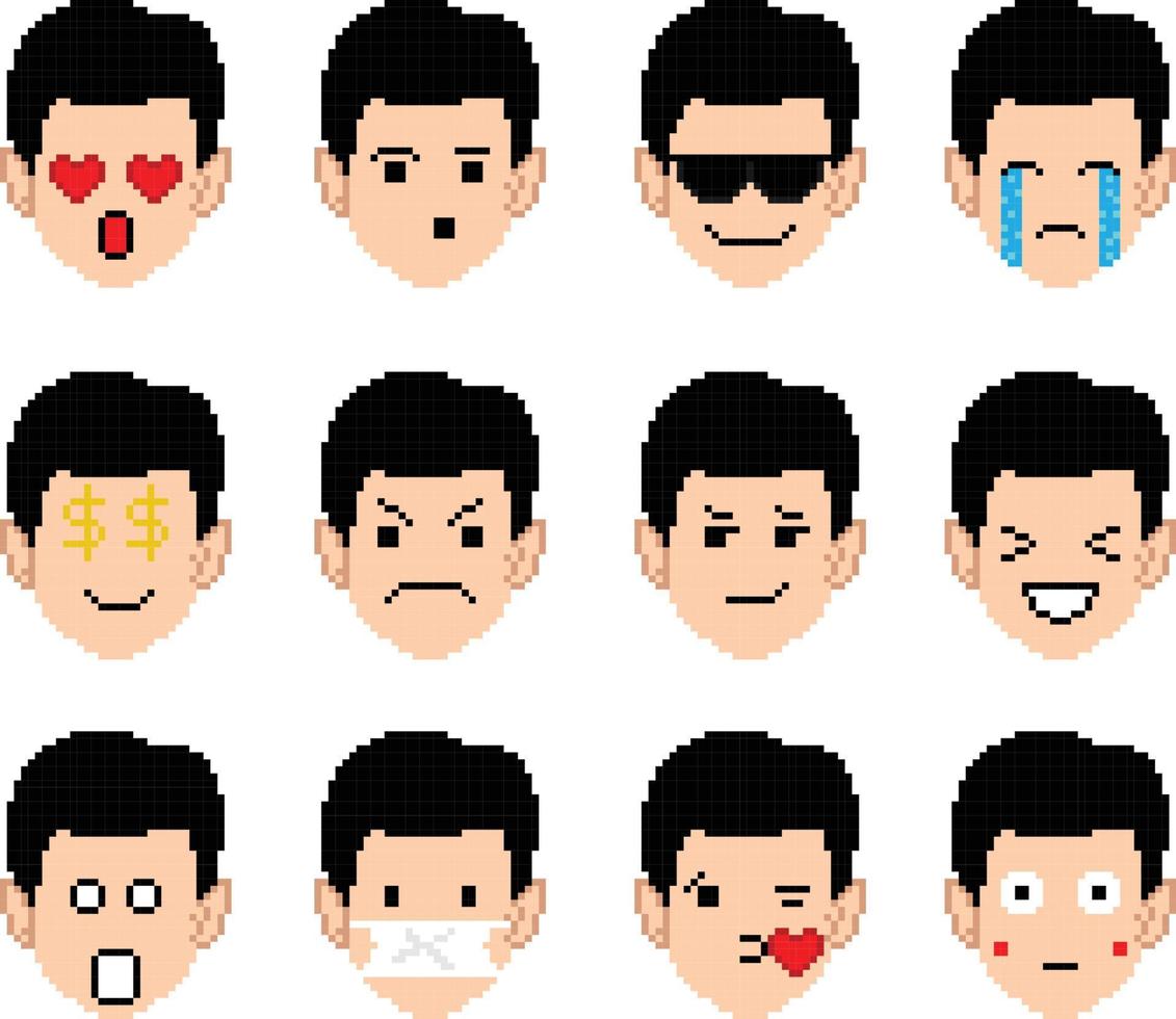 pixel konst av emoji design, uttrycka själv med pixel konst emoji mönster vektor