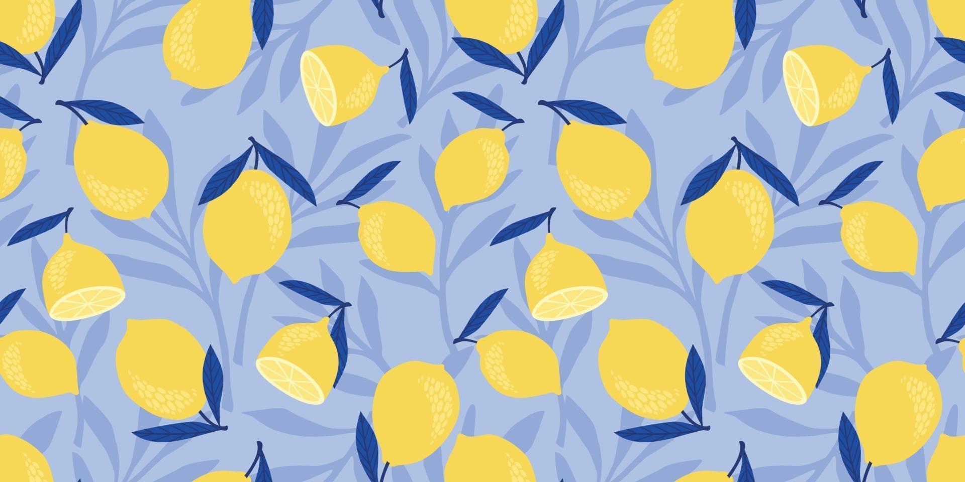 vektor sömlösa mönster med citroner och limefrukter. trendiga handritade texturer. modern abstrakt design för papper, omslag, tyg, inredning och andra användare.