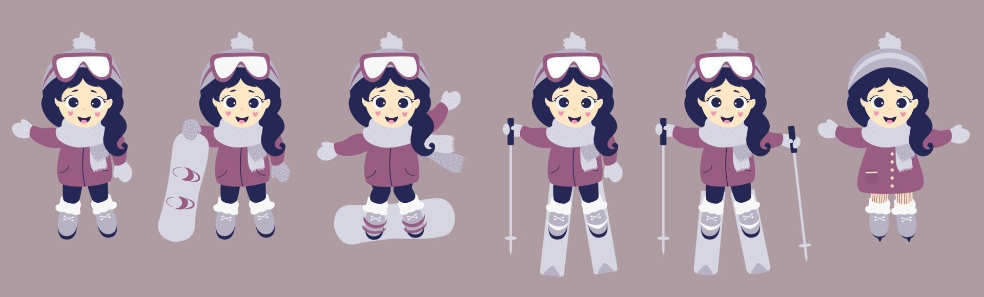 Mädchen Ski Set vektor
