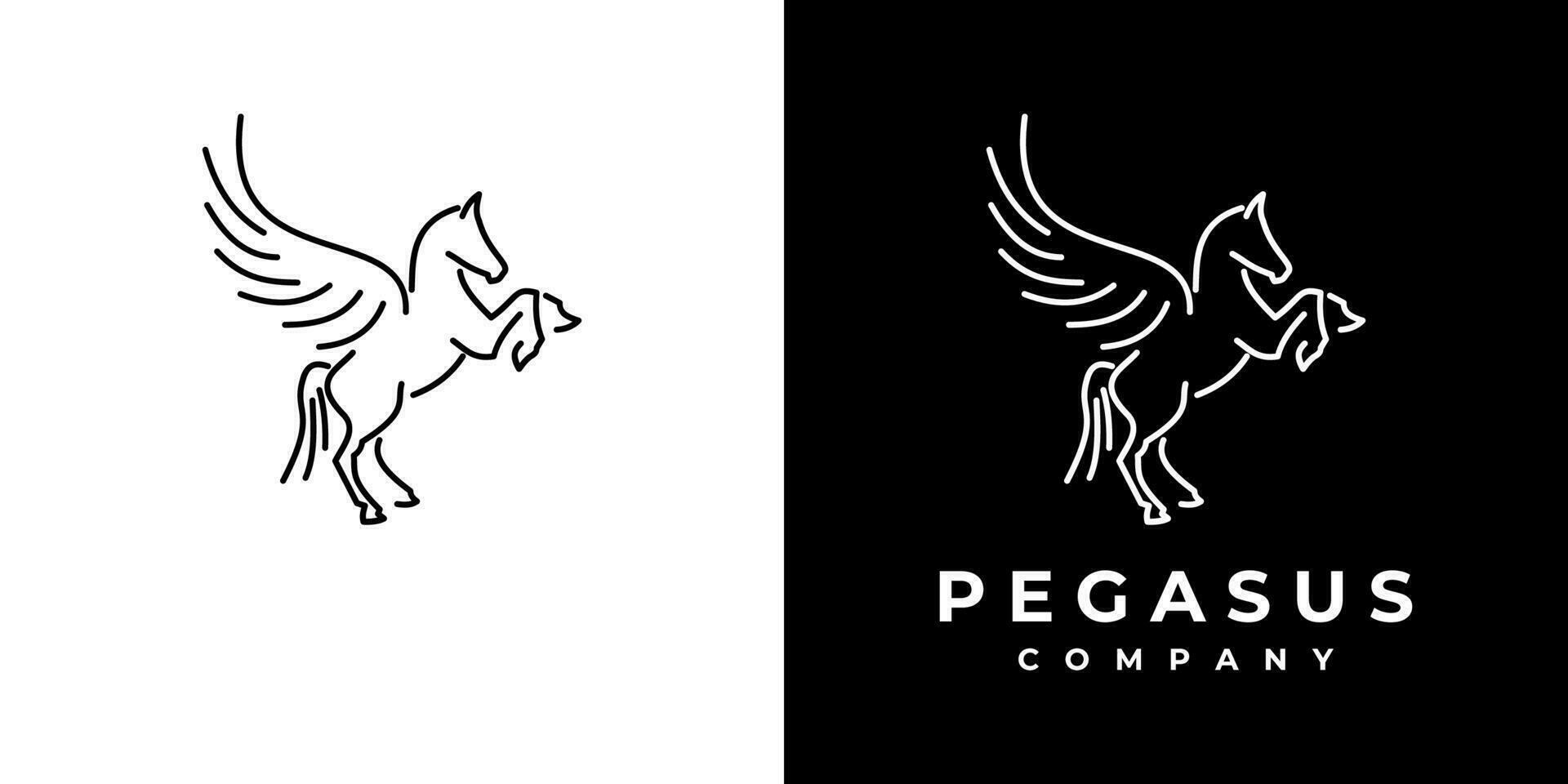 linje konst pegasus logotyp. vektor illustration.