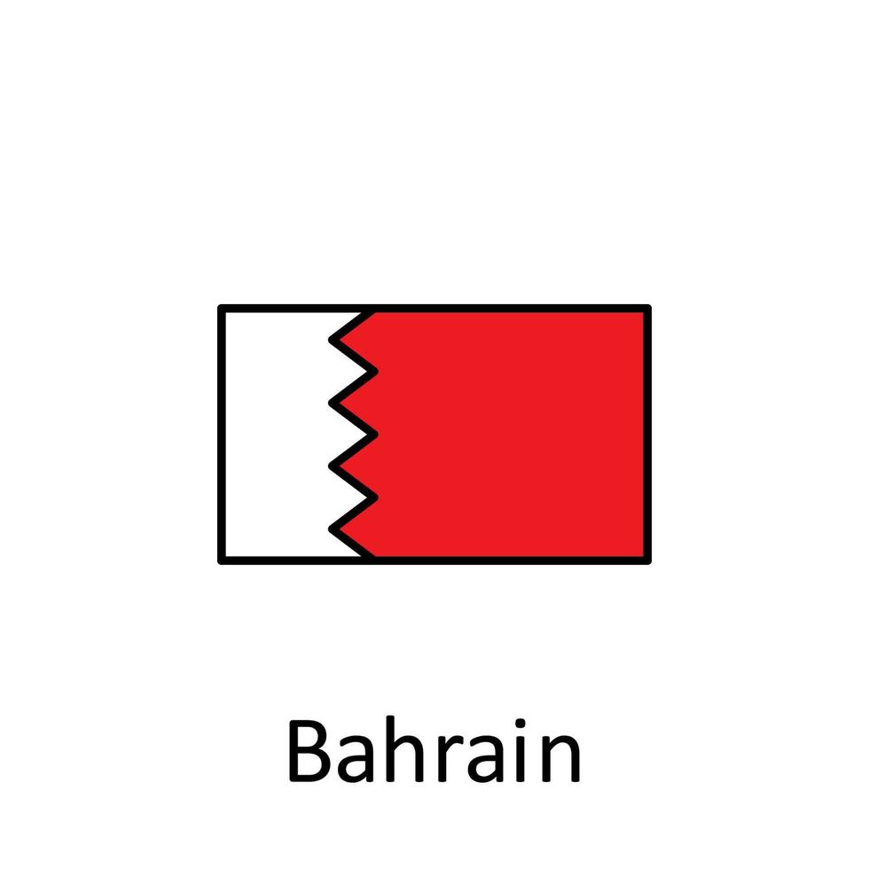 National Flagge von Bahrain im einfach Farben mit Name Vektor Symbol Illustration