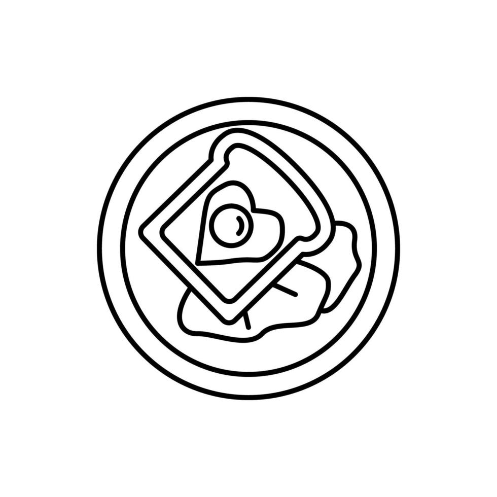 Toast, durcheinander Eier, Frühstück, Herz Vektor Symbol Illustration