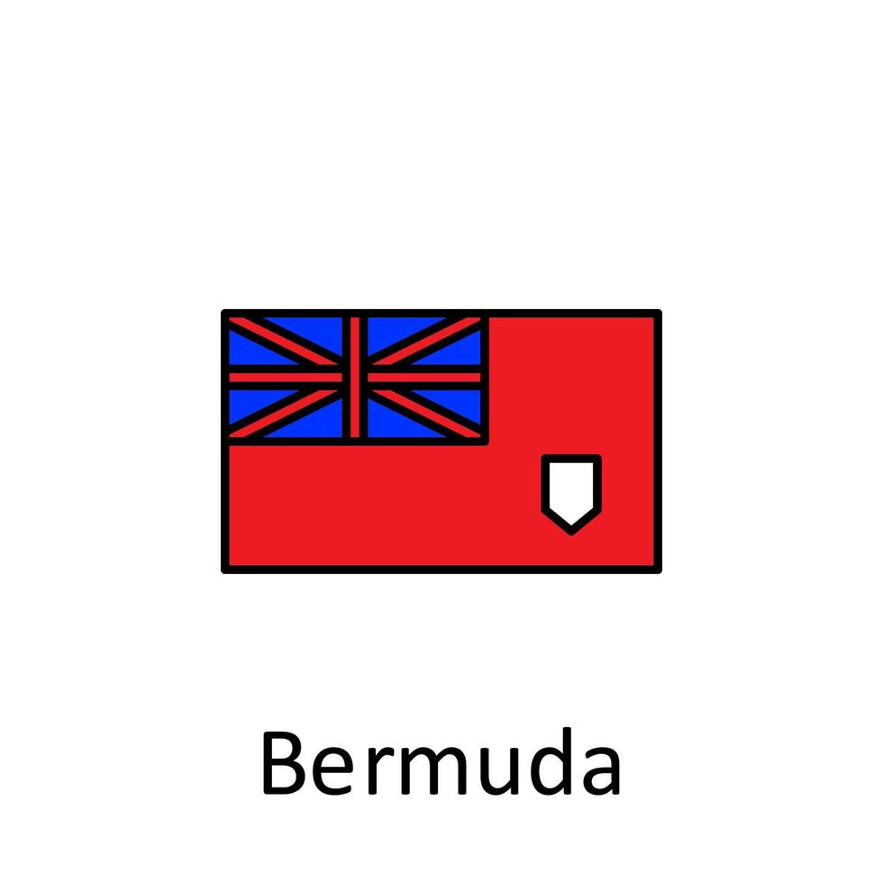 National Flagge von Bermudas im einfach Farben mit Name Vektor Symbol Illustration