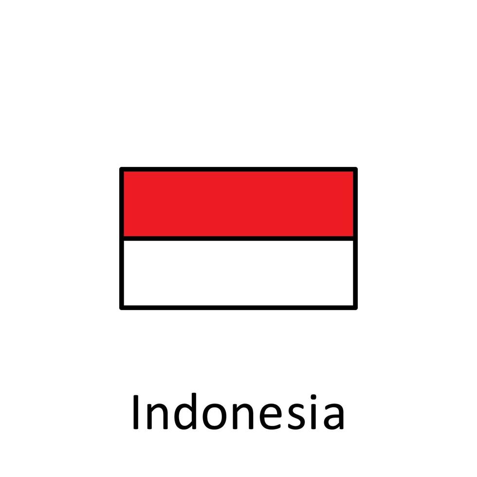 National Flagge von Indonesien im einfach Farben mit Name Vektor Symbol Illustration