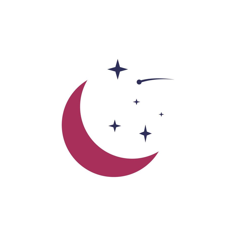 halvmåne måne och stjärnor färgad vektor ikon illustration