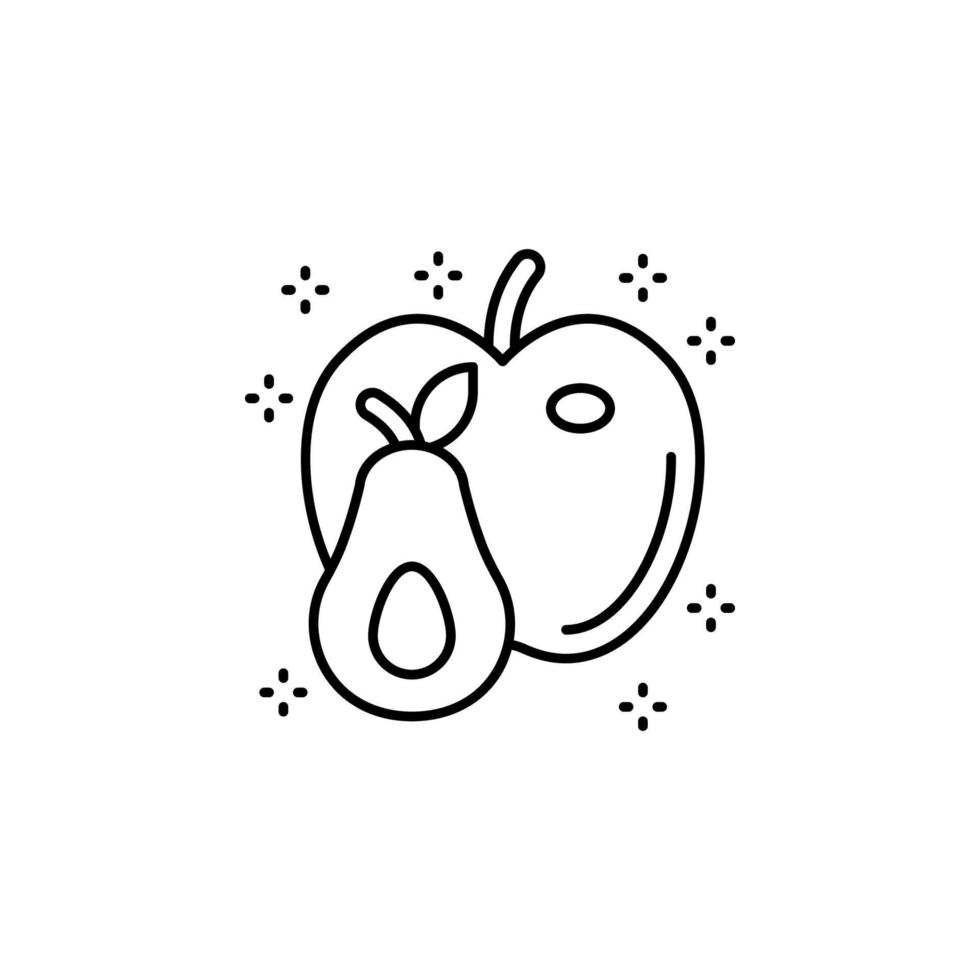 frukt avokado äpple vektor ikon illustration