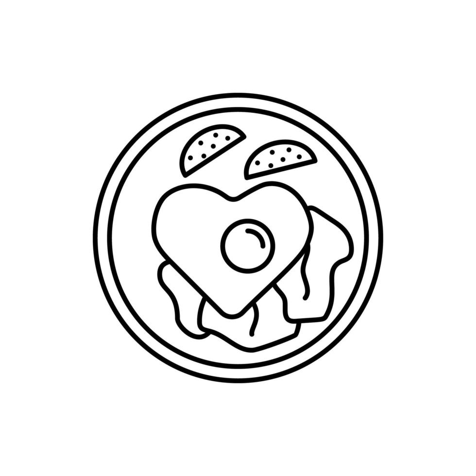 krypterade ägg, tomat, frukost, hjärta vektor ikon illustration