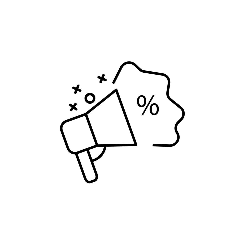 Megaphon Prozent Einkaufen Vektor Symbol Illustration