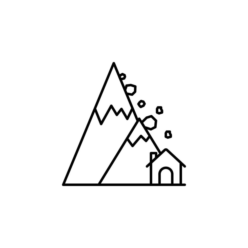 Berg, Haus, Erdrutsch Vektor Symbol Illustration