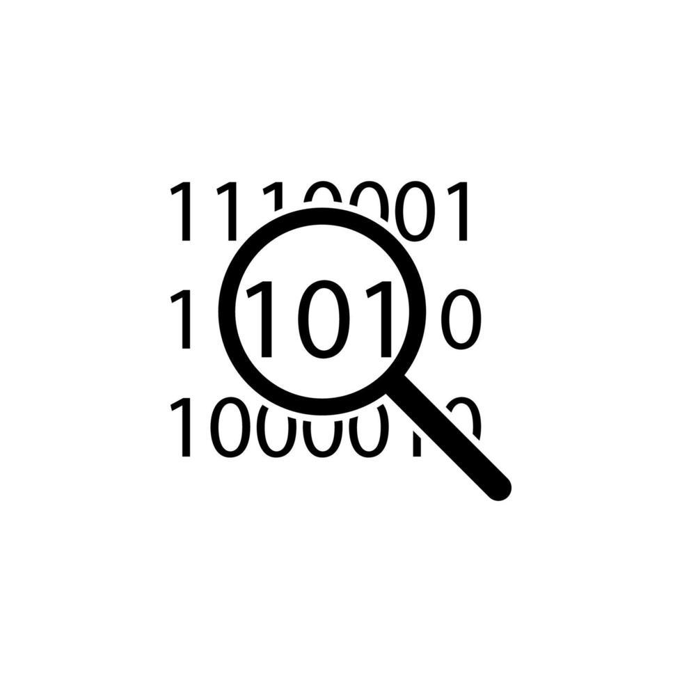 digital koda under förstorande glas vektor ikon illustration