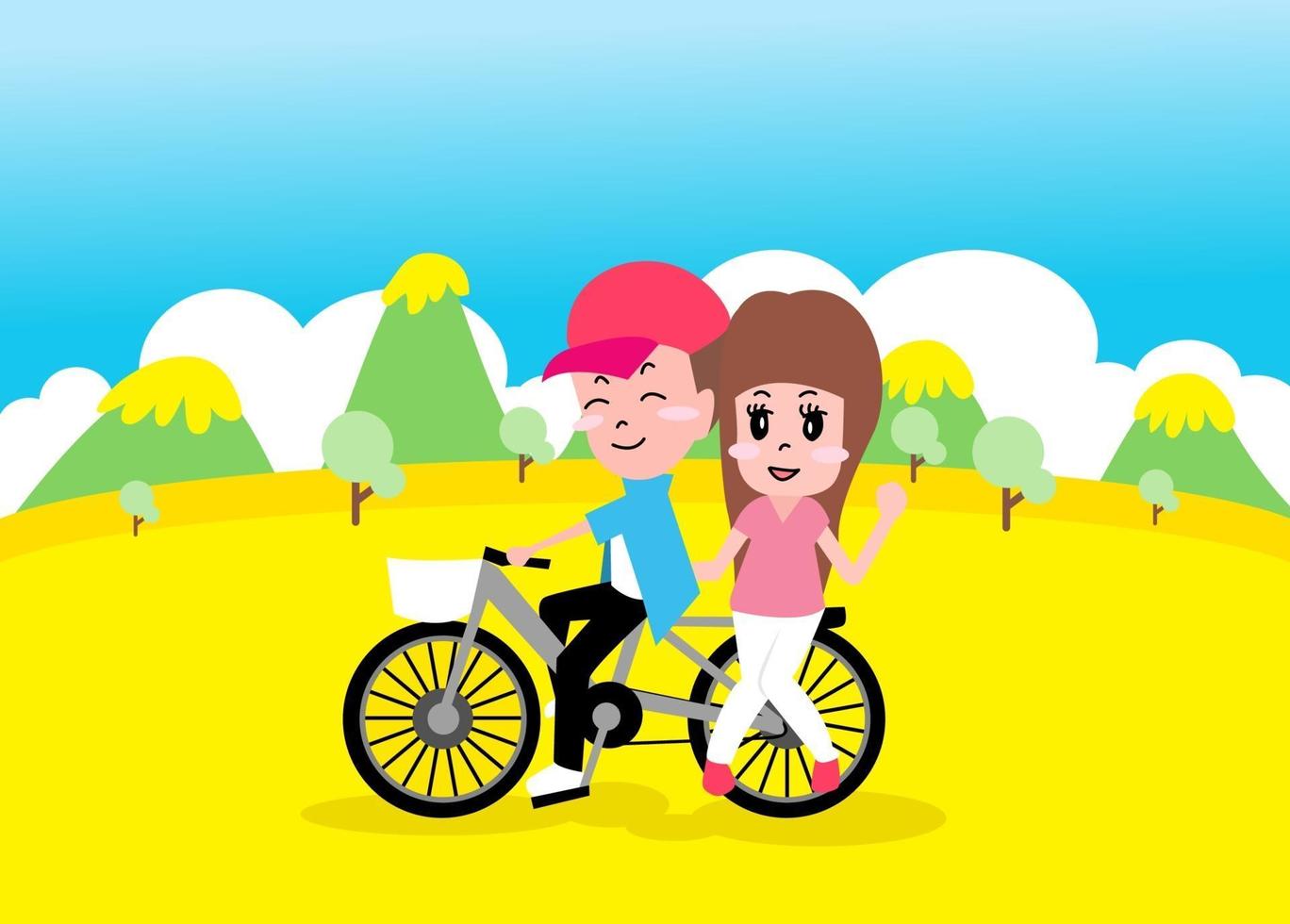 pojke och flicka med cykel vektor