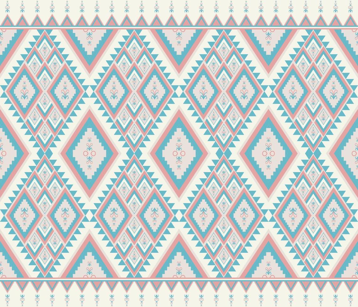 etnisk folk geometrisk sömlös mönster i pastell röd och cyan tona i vektor illustration design för tyg, matta, matta, scarf, omslag papper, bricka och Mer