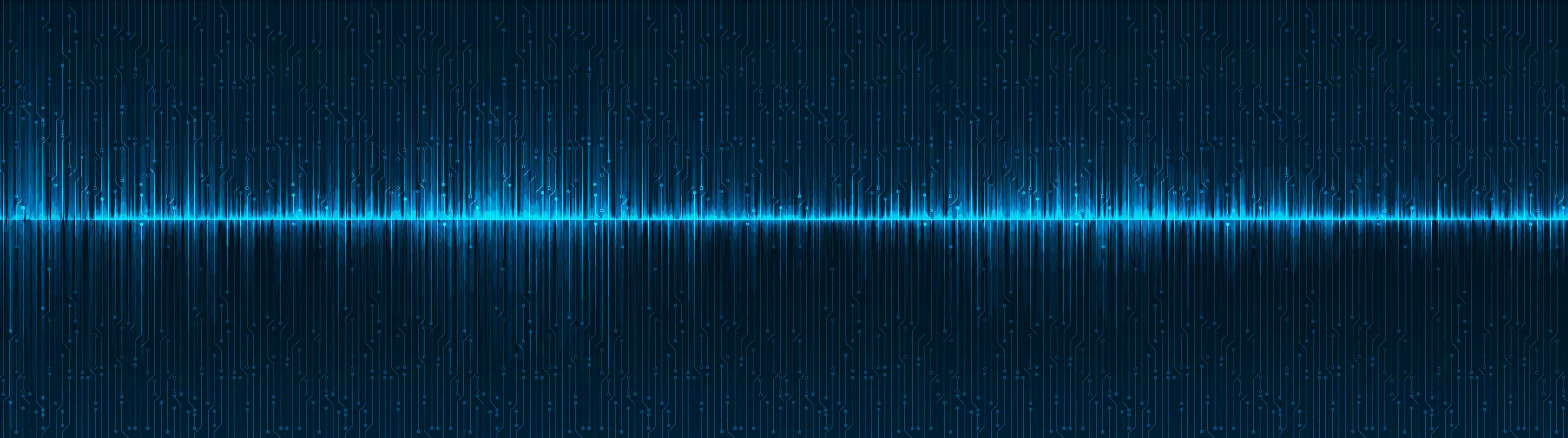 panorama digital ljudvåg bakgrund, teknik och jordbävning våg diagram koncept, design för musikstudio och vetenskap, vektorillustration. vektor