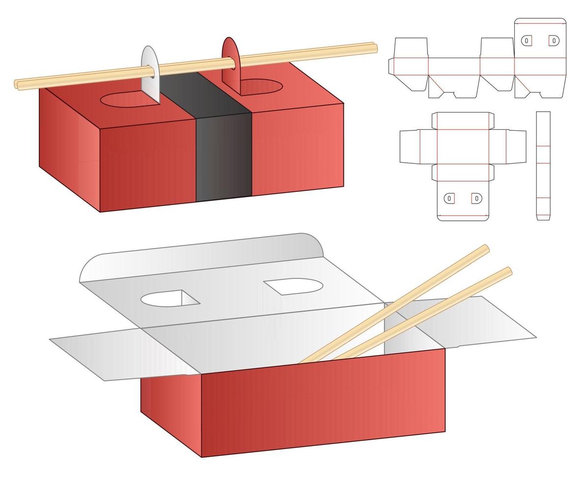 Box Verpackung gestanzte Vorlage Design. 3D-Modell vektor