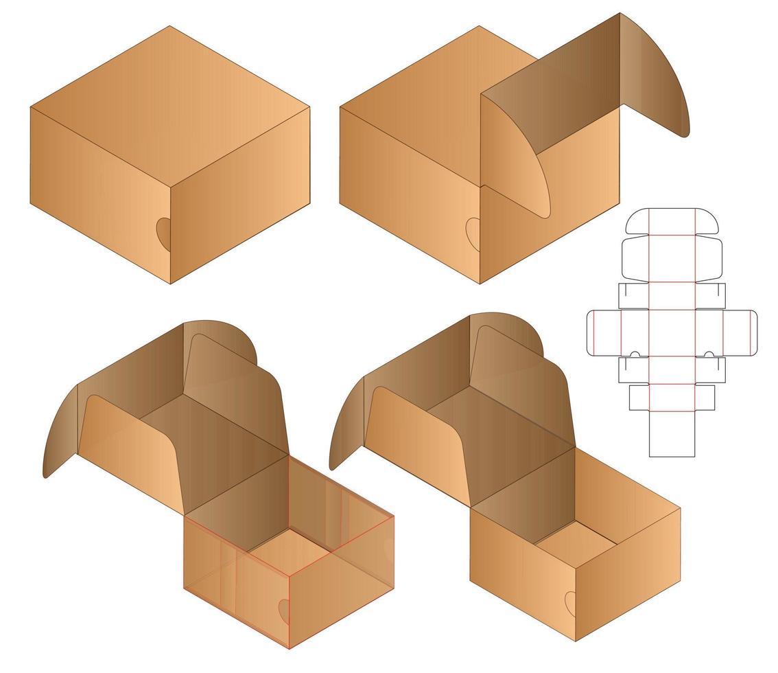 Box Verpackung gestanzte Vorlage Design. 3D-Modell vektor