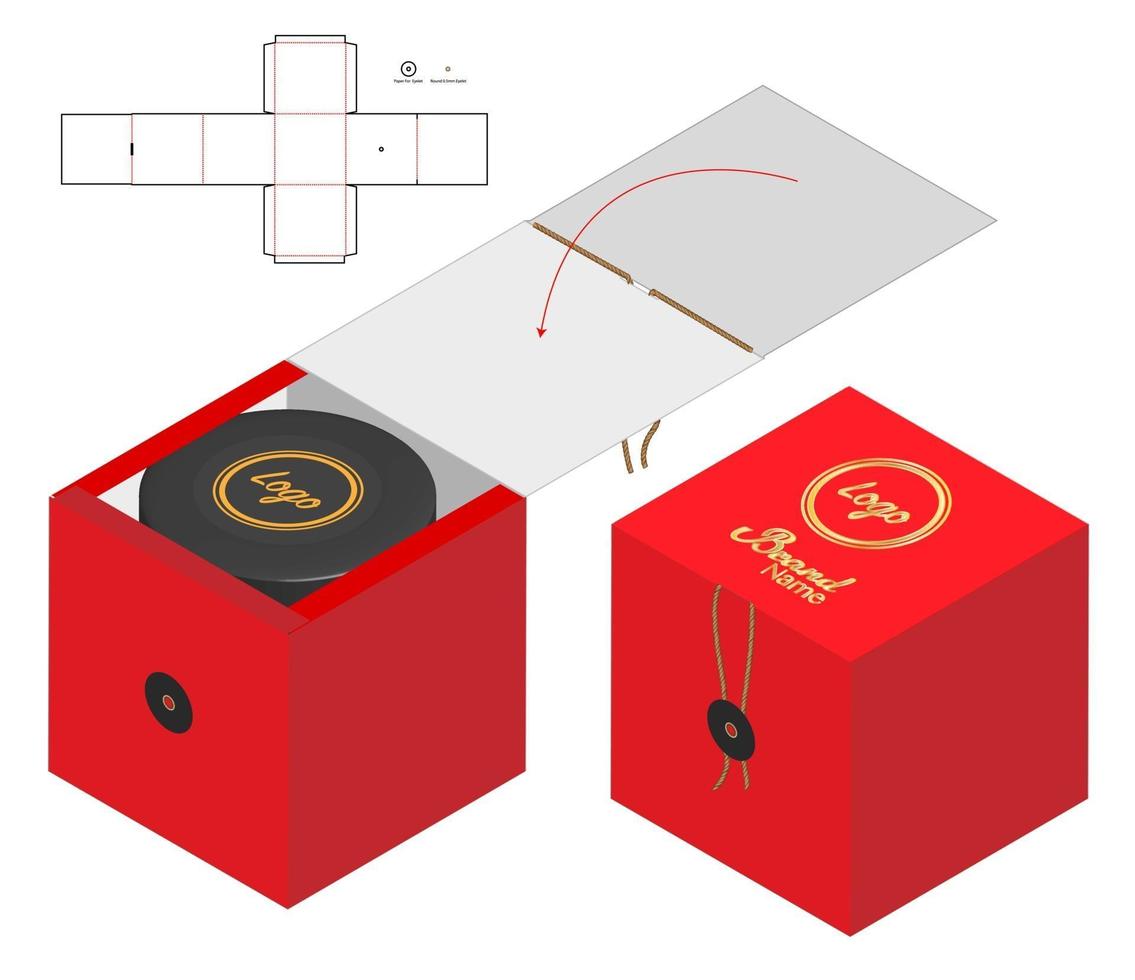 Box Verpackung gestanzte Vorlage Design. 3D-Modell vektor