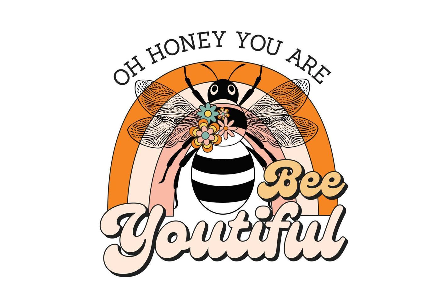 Oh Honig Sie sind Biene jugendlich, retro Biene Zitat vektor
