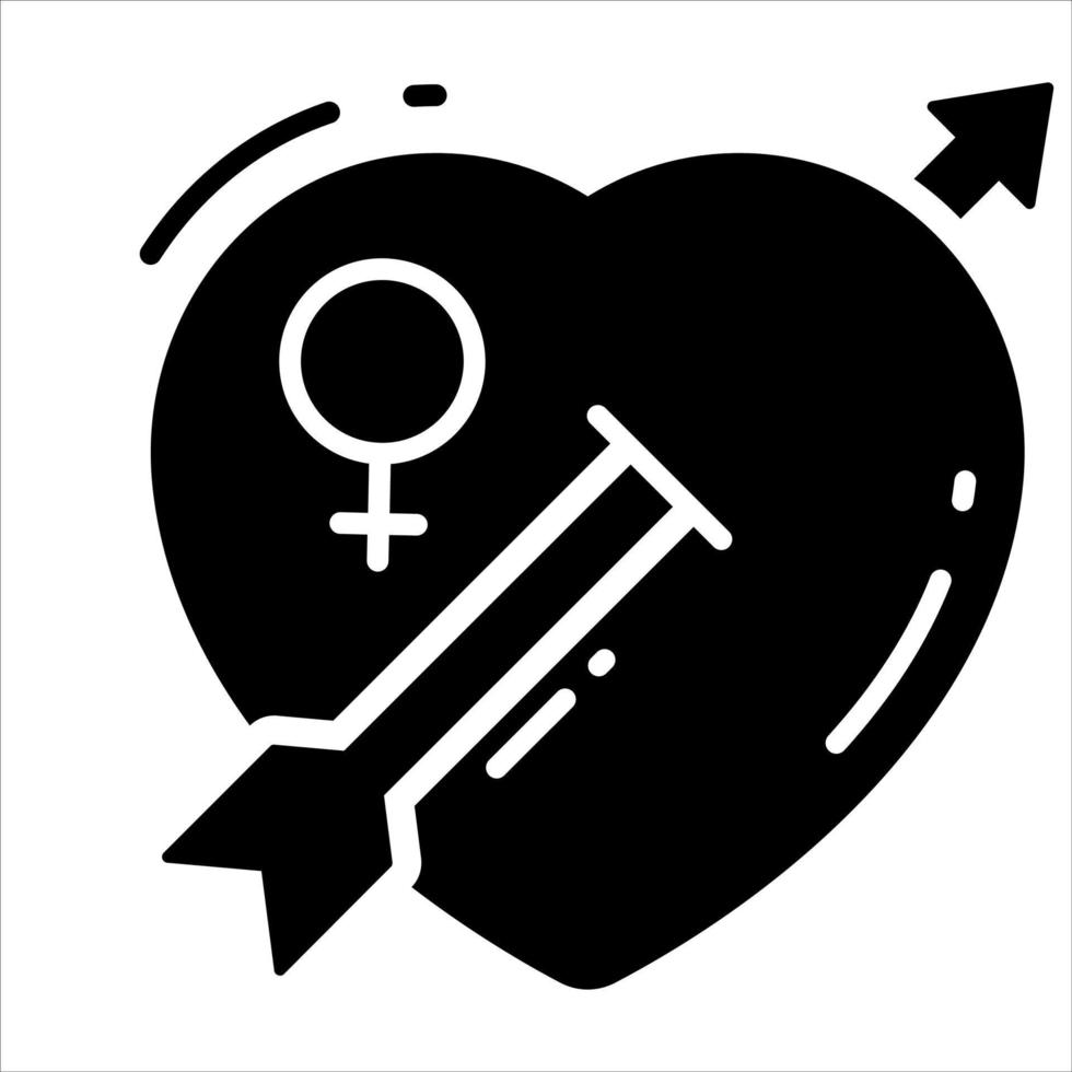 cupid hjärta med kvinna kön symbol, kvinnor dag vektor design