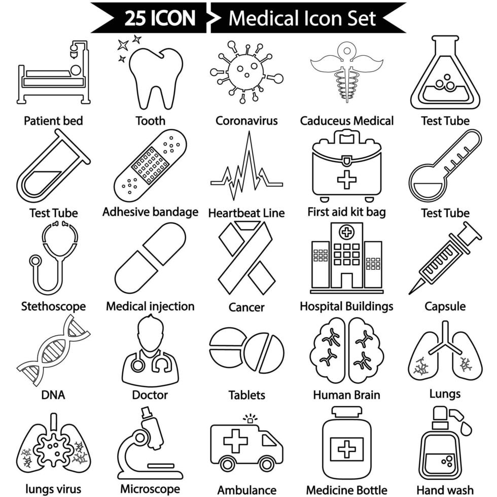 medizinisch Linie Symbol einstellen vektor