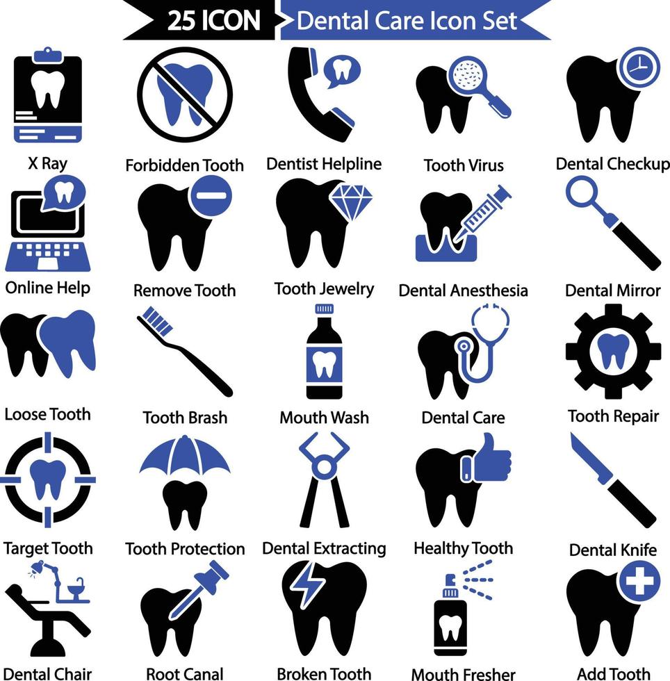 tandvård ikon pack vektor
