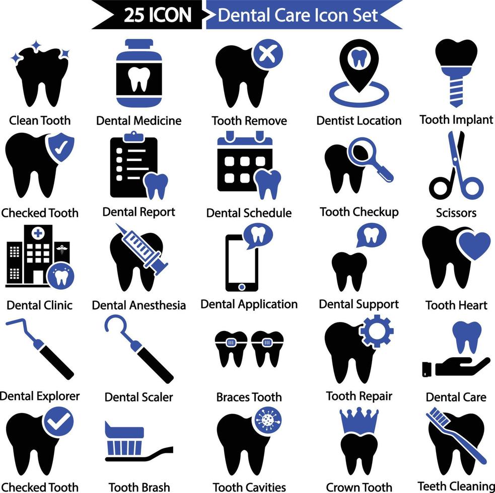 Dental Pflege Symbol einstellen vektor