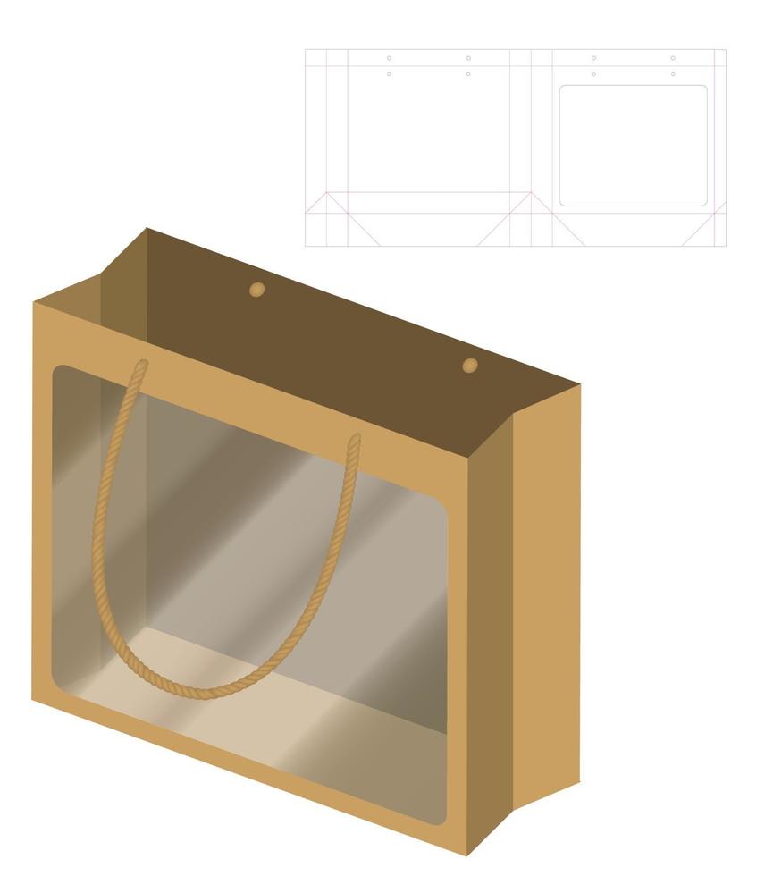 låda förpackning stansad mall design. 3d mock-up vektor