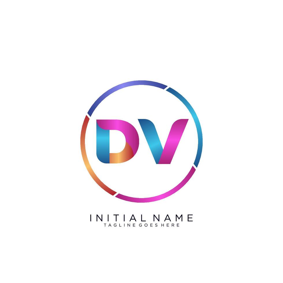 brev dv color logotyp premie elegant mall vektor