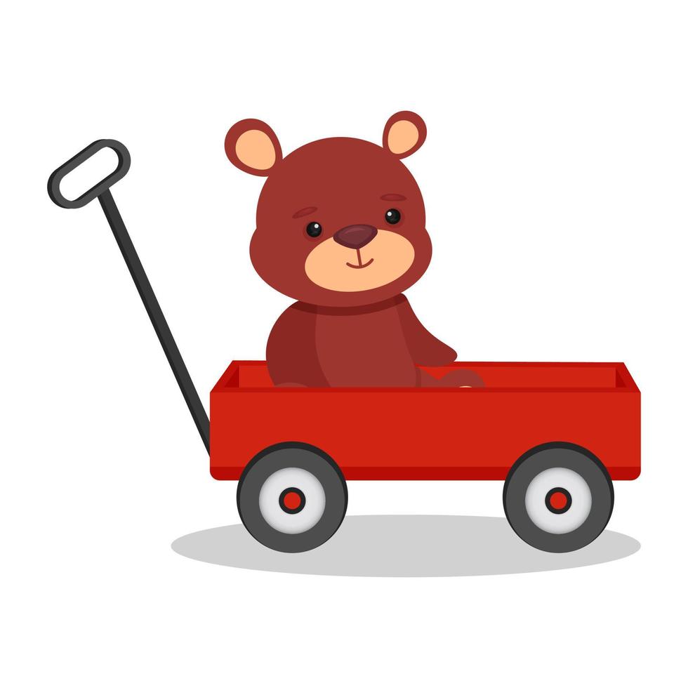 Teddy Bär im ein rot Wagen. Vektor Illustration