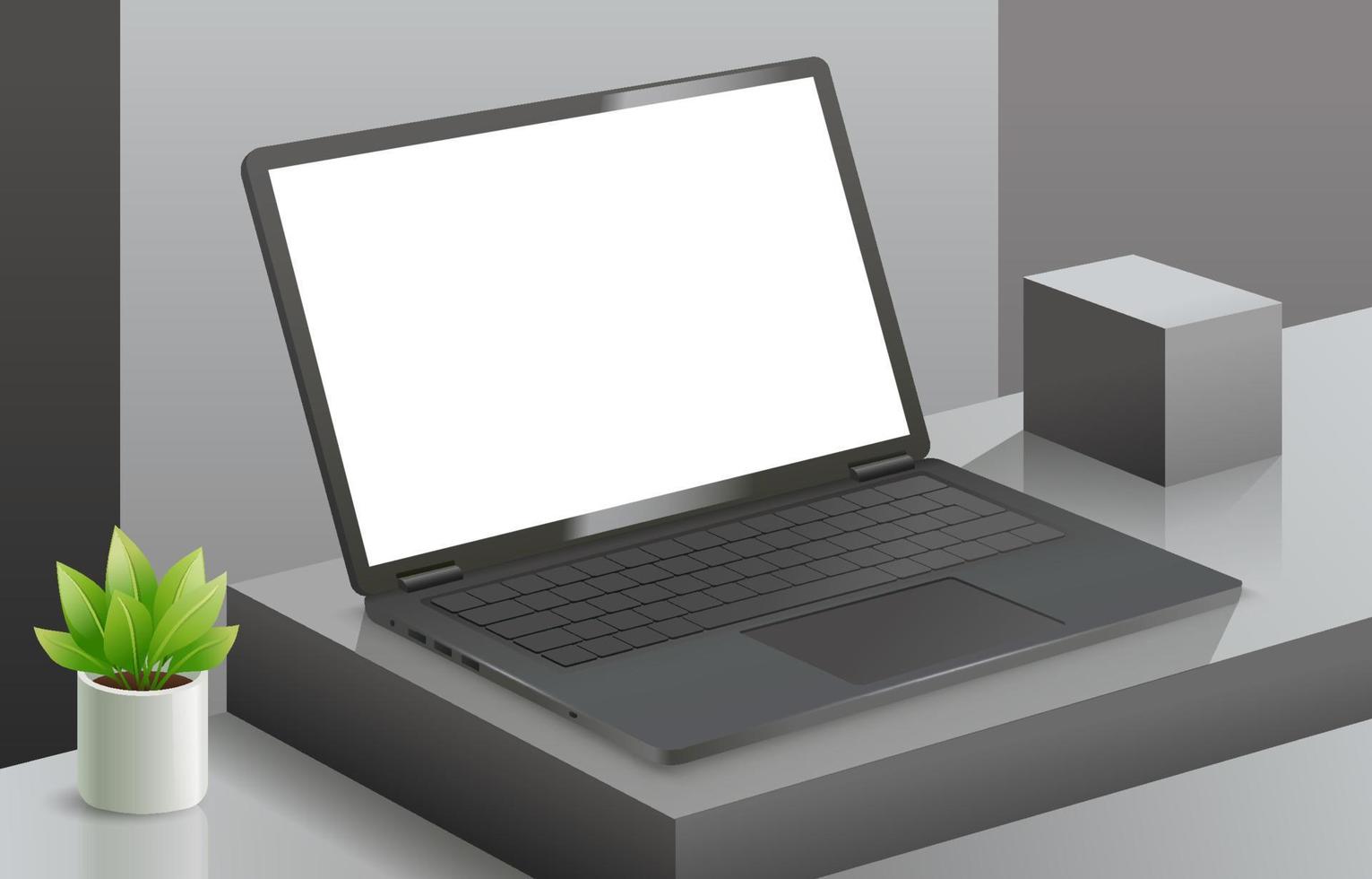 3d schwarz Laptop Attrappe, Lehrmodell, Simulation Vorlage vektor