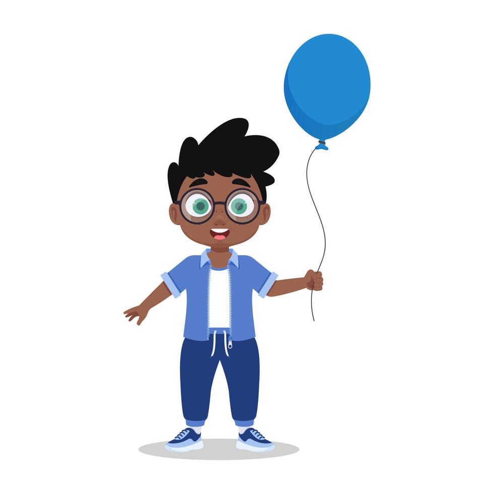 süß Junge mit ein Ballon. Vektor Illustration