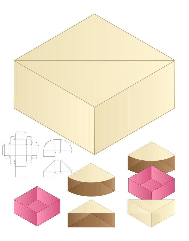 låda förpackning stansad mall design. 3d mock-up vektor