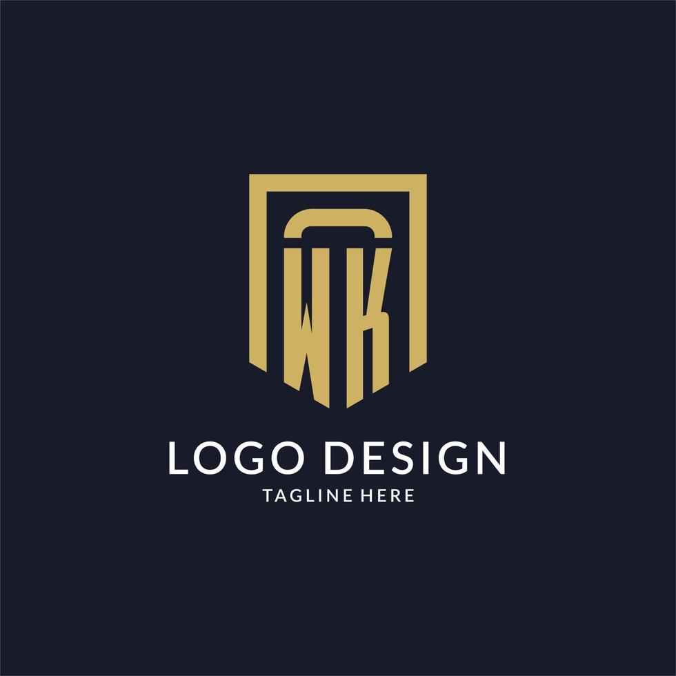 wk Logo Initiale mit geometrisch Schild gestalten Design Stil vektor