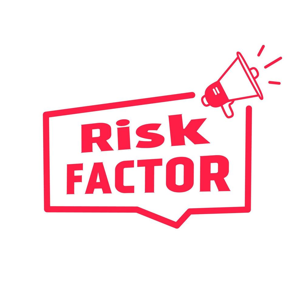 risk faktor baner - bricka ikon megafon design. vektor illustration isolerat på vit bakgrund.