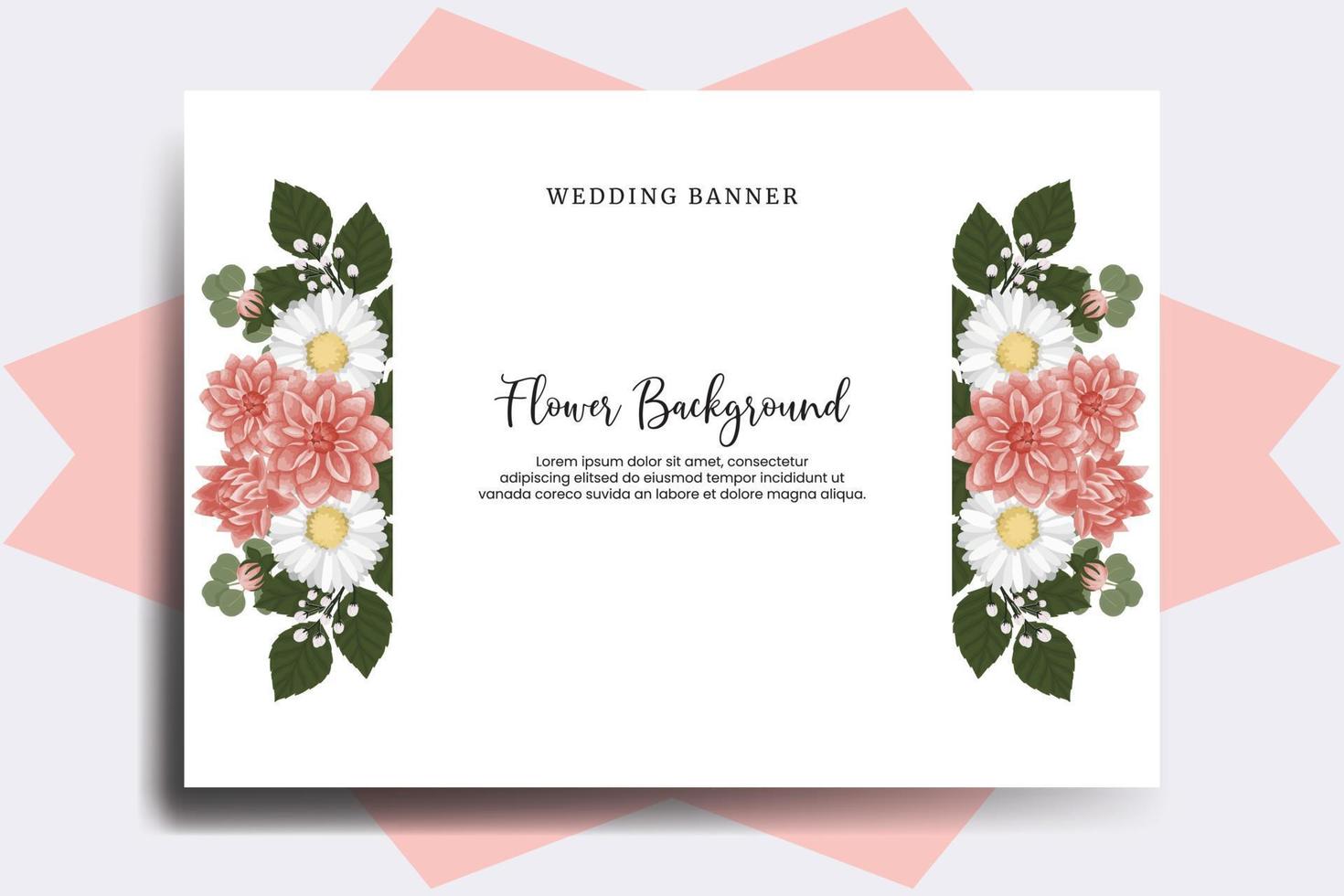 Hochzeit Banner Blume Hintergrund, Digital Aquarell Hand gezeichnet Dahlie Blume Design Vorlage vektor