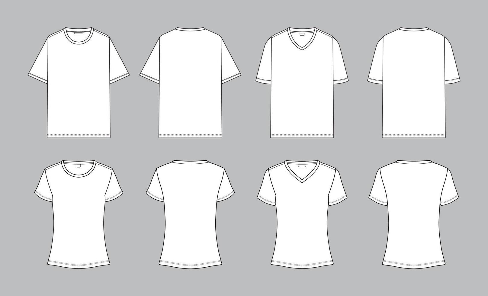 Weiß Gliederung männlich und weiblich T-Shirt Attrappe, Lehrmodell, Simulation vektor