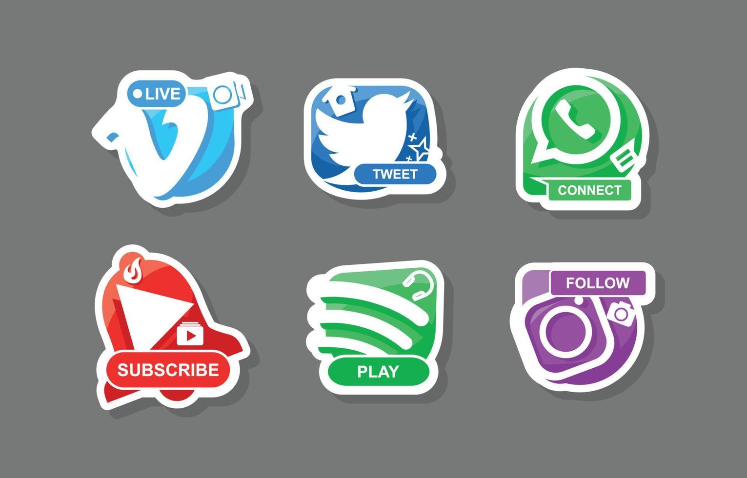 social media teknologi logotyp klistermärken vektor