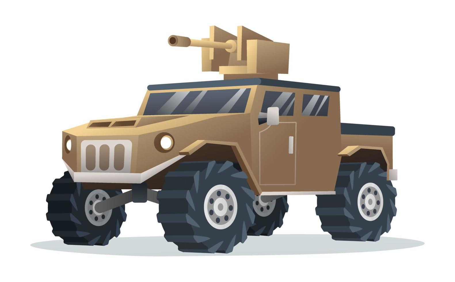 militär fordon tecknad serie illustration isolerat på vit bakgrund vektor