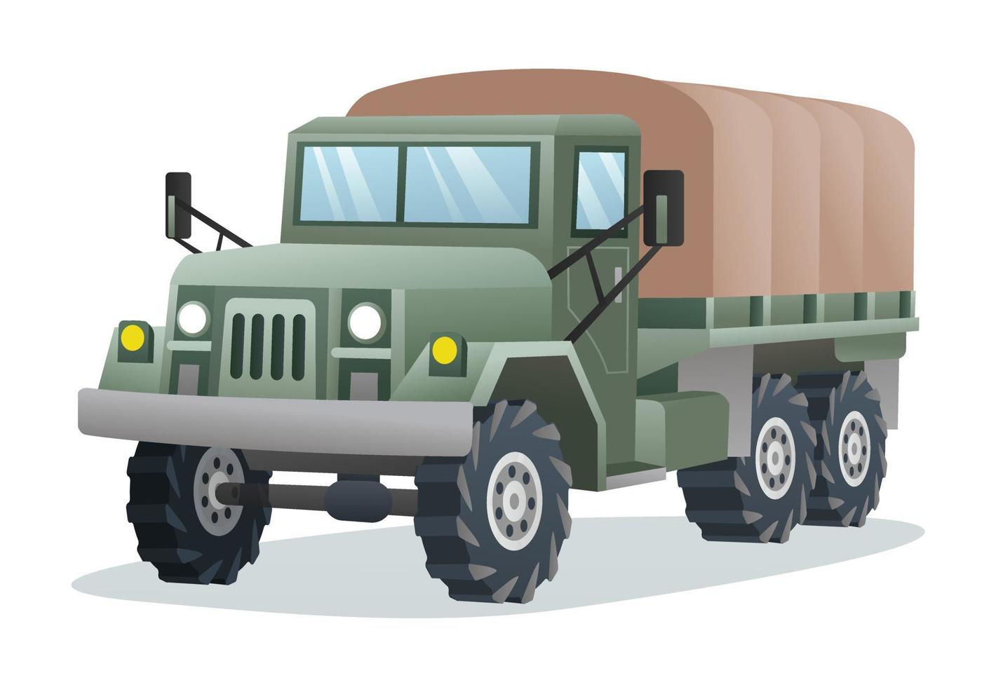 Militär- LKW Vektor Illustration isoliert auf Weiß Hintergrund