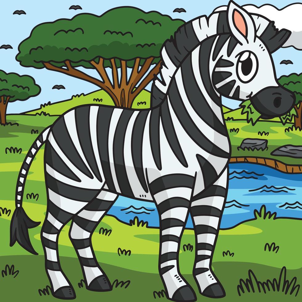 Zebra Tier farbig Karikatur Illustration vektor